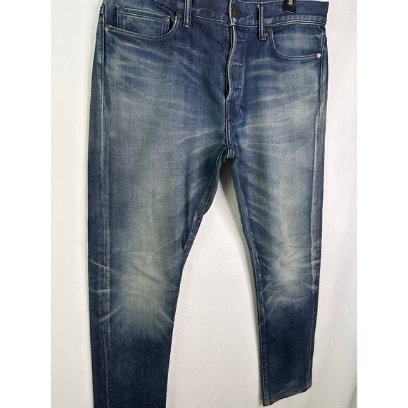 John Elliott Mens Jeans Slim Fit Skinny Dark Faded Wash Japan Button Fly 32 x 30 - Picture 3 of 7